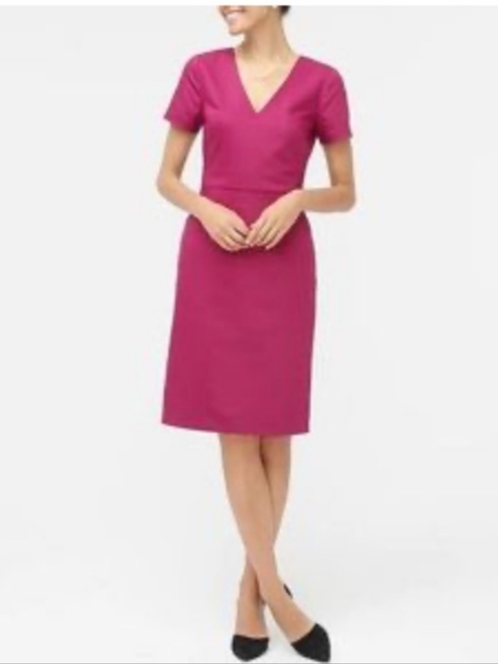 J. Crew Plus Size V-Neck Career Dress 16 Back Zip Office Spring NEW Cotton Blend